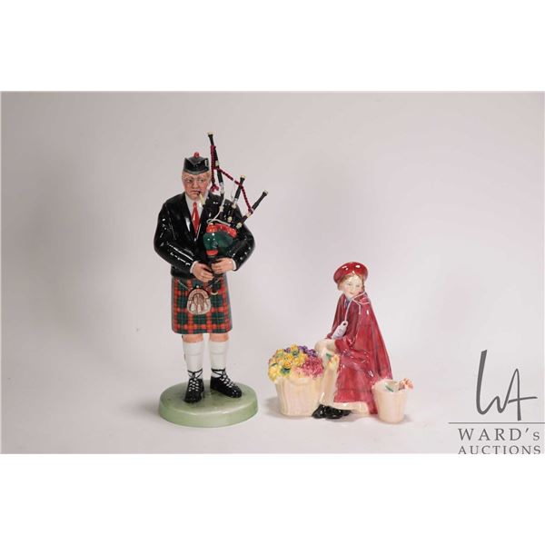 Two Royal Doulton figurines including Bonnie Lassie HN1626 and The Piper HN3444