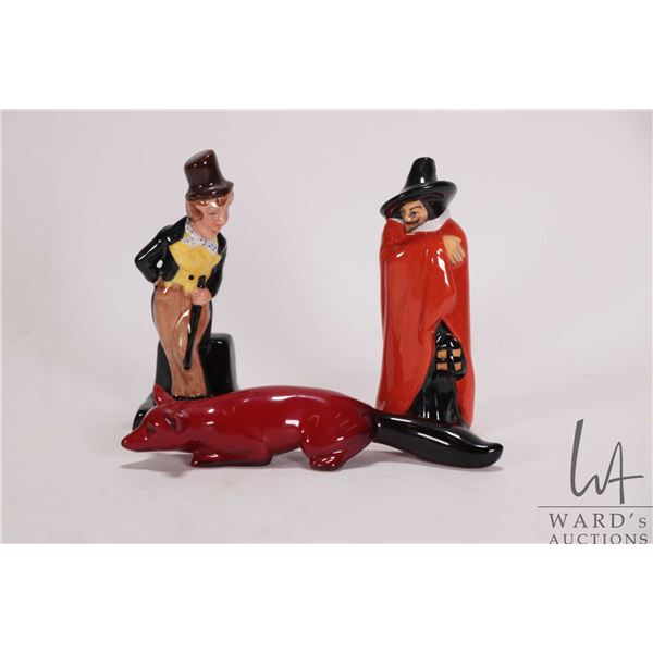 Three Royal Doulton figures including 4" Guy Fawkes HN3271, Dick Swiveller and a 5 1/4" Flambe fox