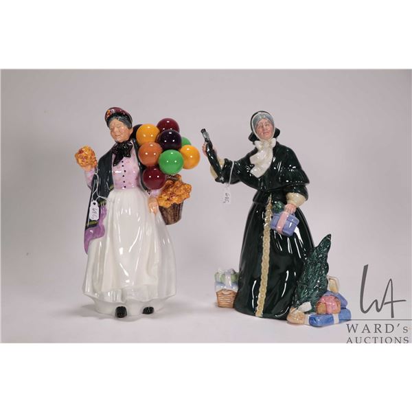 Two Royal Doulton figurines including Christmas Parcels HN2851 and BiddyPennyfarthing HN1843