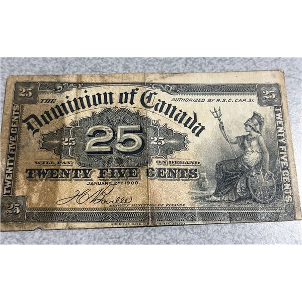 Dominion of Canada 25 Cent Shinplaster Note, 1900