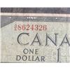 Image 2 : 1954 Canadian One Dollar Bill, Bank of Canada, QEII, Serial 8624326