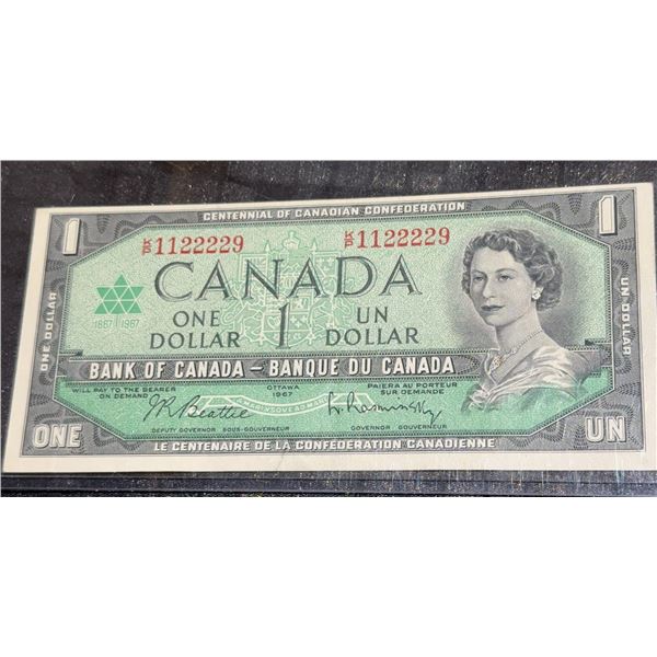 1967 Canada $1 Centennial of Confederation Banknote Serial 1122229