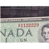 Image 2 : 1967 Canada $1 Centennial of Confederation Banknote Serial 1122229