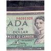 Image 2 : 1954 Canada $1 Dollar Banknote, Queen Elizabeth II, EF Condition