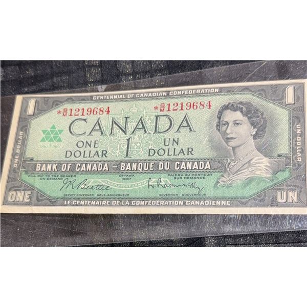 1967 Centennial of Canadian Confederation $1 Bank of Canada Note