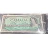 Image 1 : 1954 Bank of Canada $1 Dollar Bill, Green, Queen Elizabeth II, Serial #3002449