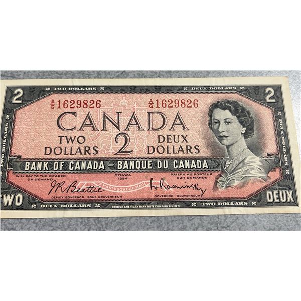 1954 Bank of Canada $2 Note, A/G 1629826