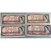 Image 1 : 1954 Canada $2 Banknotes Lot of 4, Queen Elizabeth II