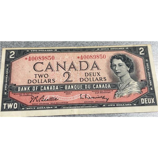 1954 Bank of Canada Two Dollar Bill, A0089850
