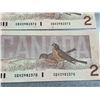 Image 11 : 10 Consecutive Canadian $2 Bills, Birds of Canada Series