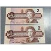Image 2 : 1986 $2 Canadian Banknotes Sequential EGP2942125 & EGP2942126