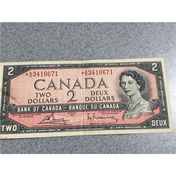 1954 Bank of Canada Two Dollar Bill, A3410671, Queen Elizabeth II
