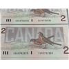 Image 4 : 14 Sequential Canadian $2 Banknotes Bank of Canada Birds Series