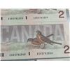 Image 9 : 14 Sequential Canadian $2 Banknotes Bank of Canada Birds Series