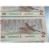 Image 8 : 10 Consecutive 1986 Canadian $2 Bills with CBH2982361-369 Serial Numbers