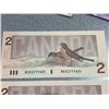 Image 2 : Three 1986 Canada $2 Banknotes Sequential Serial Numbers