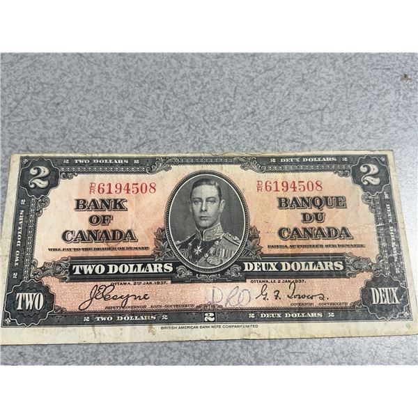 1937 Bank of Canada Two Dollar Bill – George VI, P-45b