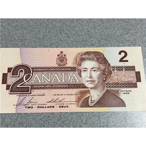 1986 Canada $2 Banknote, Queen Elizabeth II, CBH9017829