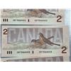 Image 14 : Consecutive Canadian $2 Bills 1986 CBF3468440-CBF3468454 Lot of 15