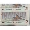 Image 3 : Consecutive Canadian $2 Bills 1986 CBF3468440-CBF3468454 Lot of 15