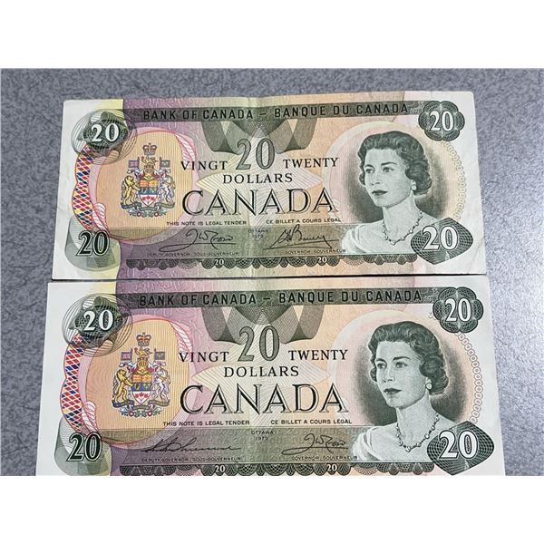 1979 Bank of Canada $20 Notes Sequential and Non-Sequential