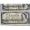 Image 3 : 3 1954 Bank of Canada $20 Notes, QEII, Modified Portrait
