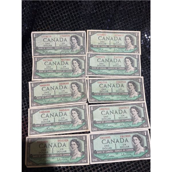 12 Canada 1954 $1 Banknotes