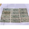 Image 15 : 12 Canada 1954 One Dollar Banknotes Featuring Queen Elizabeth II