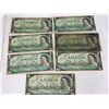 Image 1 : 7 Canadian 1967 Centennial $1 Banknotes