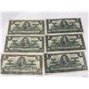 Image 1 : Six 1937 Bank of Canada $1 George VI Notes