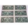 Image 9 : Six 1937 Bank of Canada $1 George VI Notes