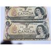 Image 4 : 3 Bank of Canada 1954 One Dollar Banknotes