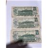 Image 5 : 3 Bank of Canada 1954 One Dollar Banknotes