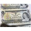Image 18 : 18 Bank of Canada $1 Bills, 1954 Series, QEII, Mixed Prefixes
