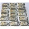Image 1 : 18 Bank of Canada $1 Bills, 1954 Series, QEII, Mixed Prefixes