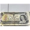 Image 2 : 18 Bank of Canada $1 Bills, 1954 Series, QEII, Mixed Prefixes