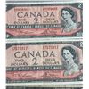 Image 7 : 1954 Series Bank of Canada $2 Notes, Lot of 10