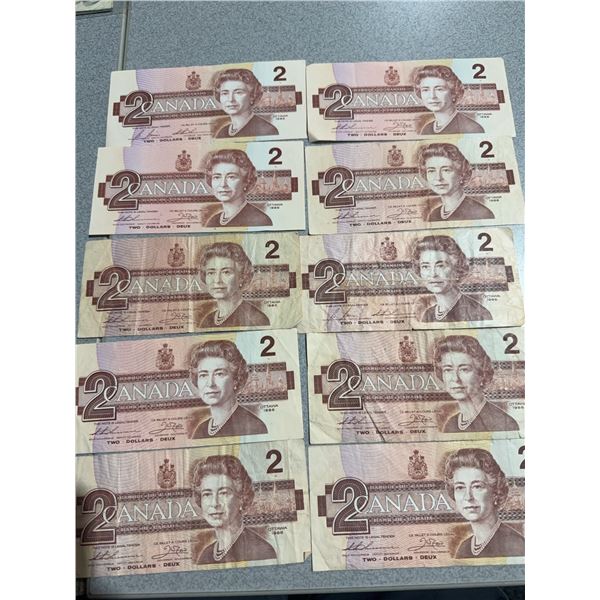 10 Canada $2 Banknotes 1986, Queen Elizabeth II