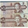 Image 4 : 10 Canada 1986 $2 Banknotes Queen Elizabeth II