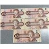 Image 1 : Five 1986 Canadian $2 Banknotes