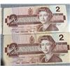 Image 5 : Five 1986 Canadian $2 Banknotes