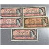 Image 1 : 1954 Bank of Canada $2 Dollar Notes Lot of 5