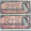 Image 5 : 1954 Bank of Canada $2 Dollar Notes Lot of 5
