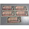 Image 1 : 5 Canadian 2 Dollar Banknotes, 1954 Series