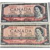 Image 4 : 5 Canadian 2 Dollar Banknotes, 1954 Series
