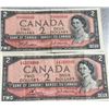 Image 5 : 5 Canadian 2 Dollar Banknotes, 1954 Series