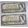 Image 6 : 4 Bank of Canada 1954 $20 Notes With Queen Elizabeth II Portrait