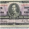 Image 2 : 1937 Bank of Canada $10 Bill King George VI K/D Serial 2197101
