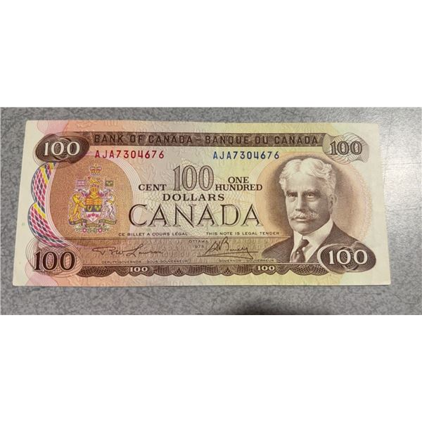 Bank of Canada $100 Bill 1975 AJ7304676
