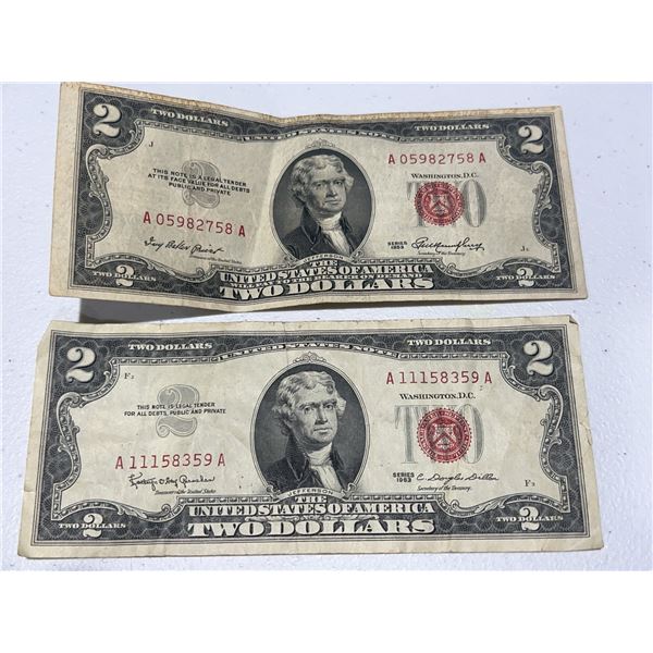 1953 US $2 Red Seal Notes